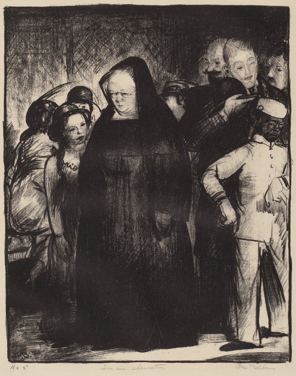 I en hiss, 1916. av George Wesley Bellows