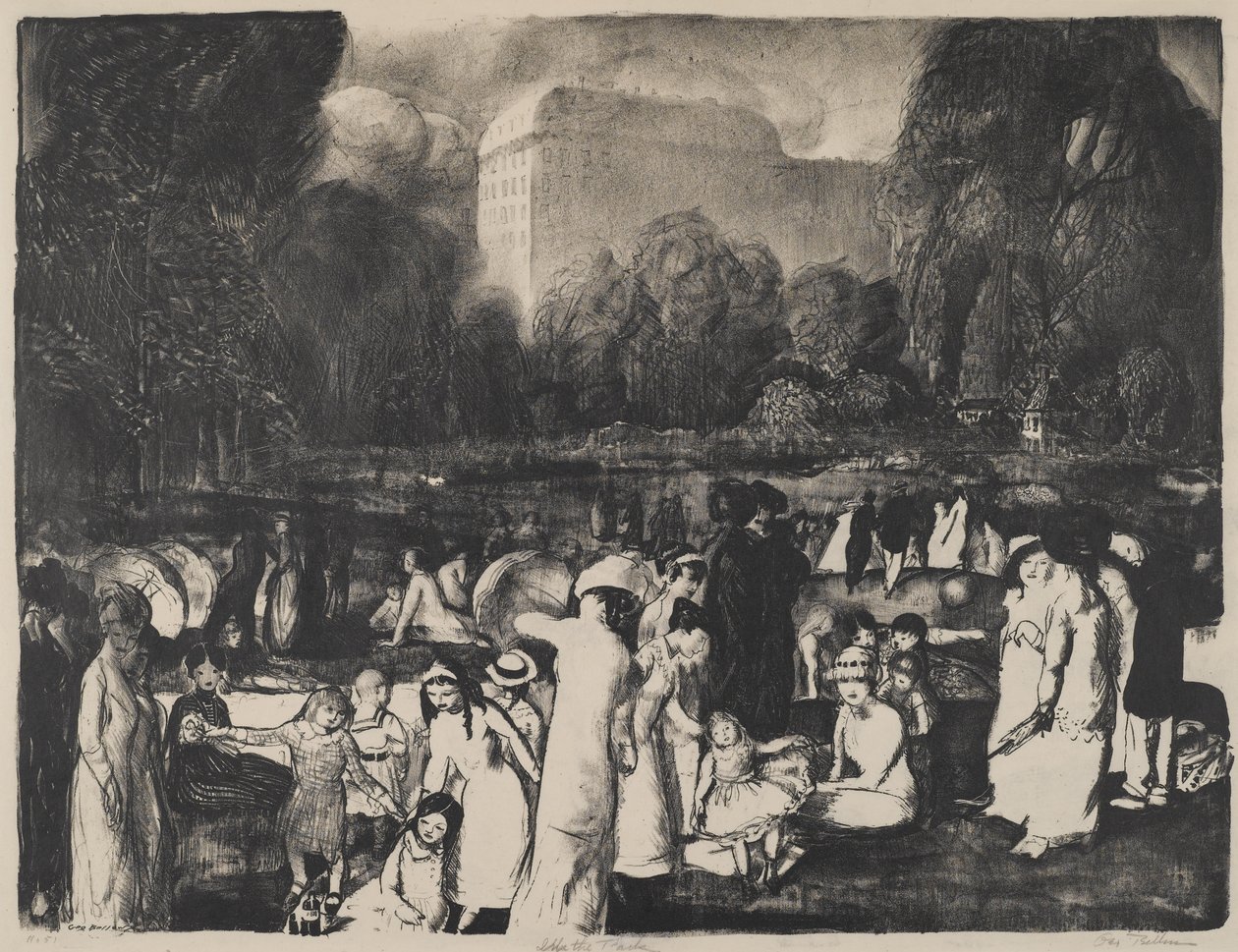 I parken, ljus, 1916 av George Wesley Bellows