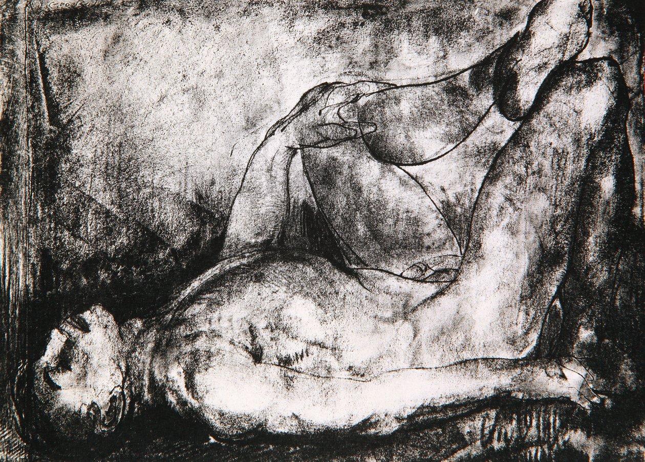 Man på ryggen, naken, ca 1916 av George Wesley Bellows