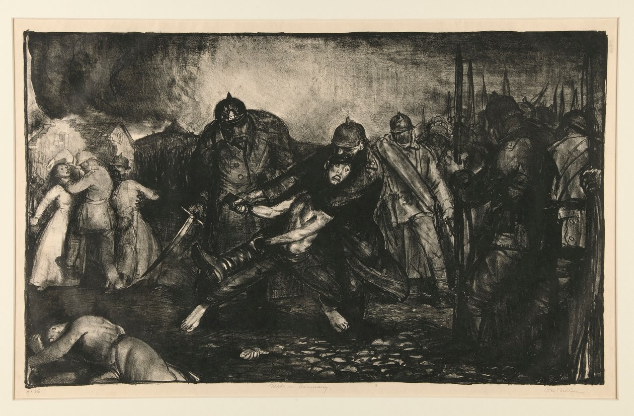 The Enemy Arrive, eller The Germans Arrive, från War Series av George Wesley Bellows