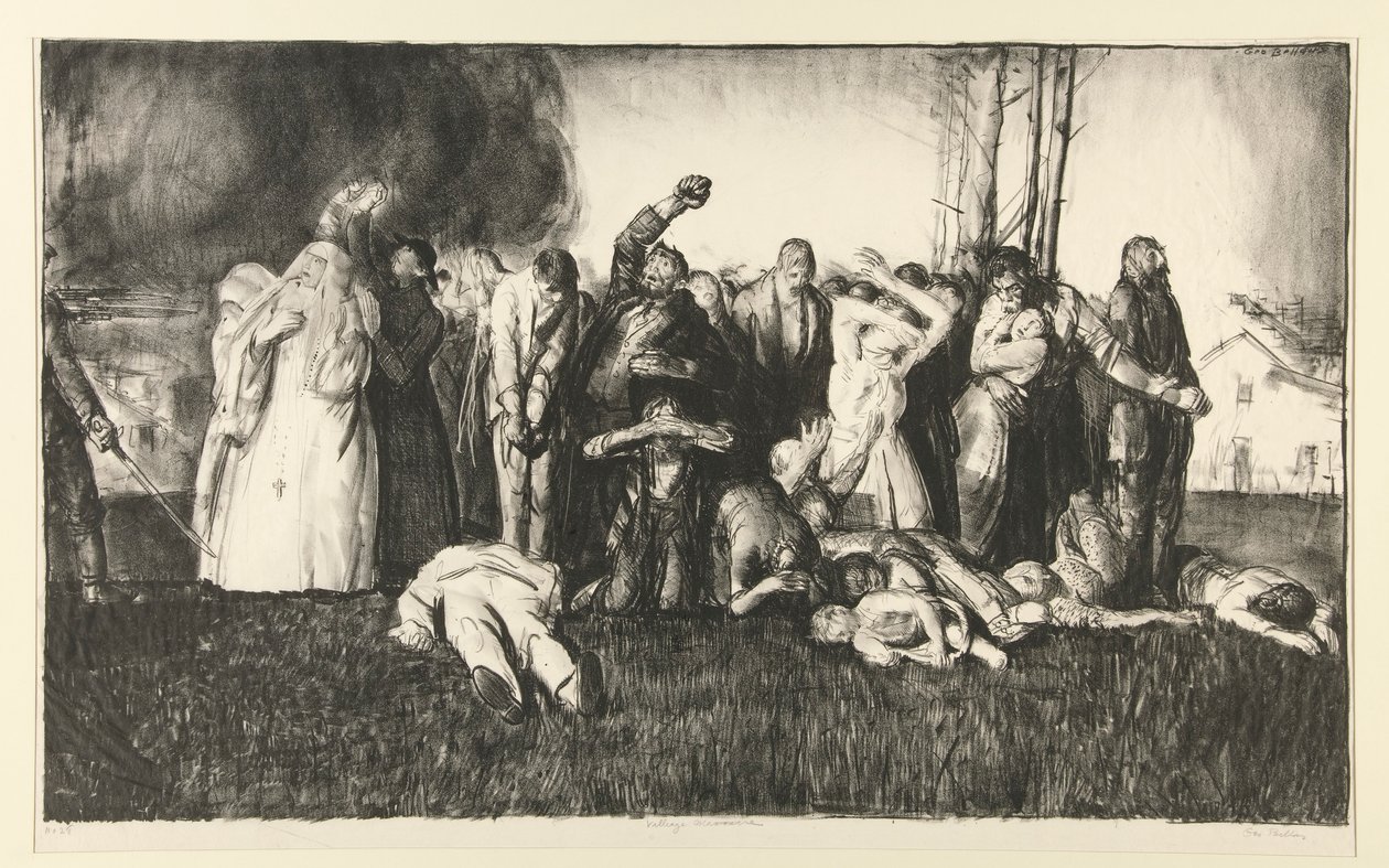 Village Massacre eller Massacre at Dinant, från WAR-serien av George Wesley Bellows