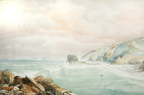 St. Agnes Head, Cornwall, ca 1855 (akvarell på papper) av George Whitaker