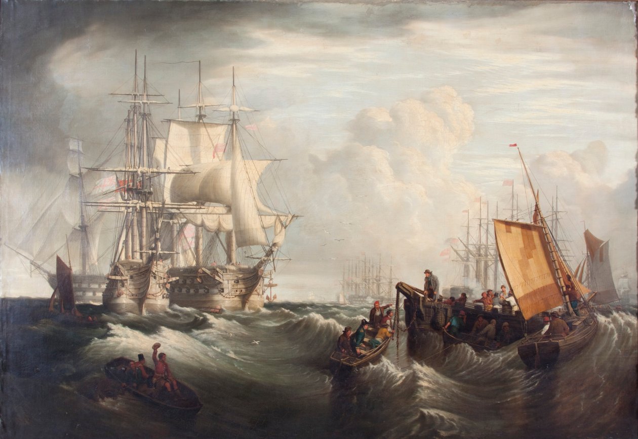 "Att gå upp för ankare vid Spithead", 1859 av George William Mote