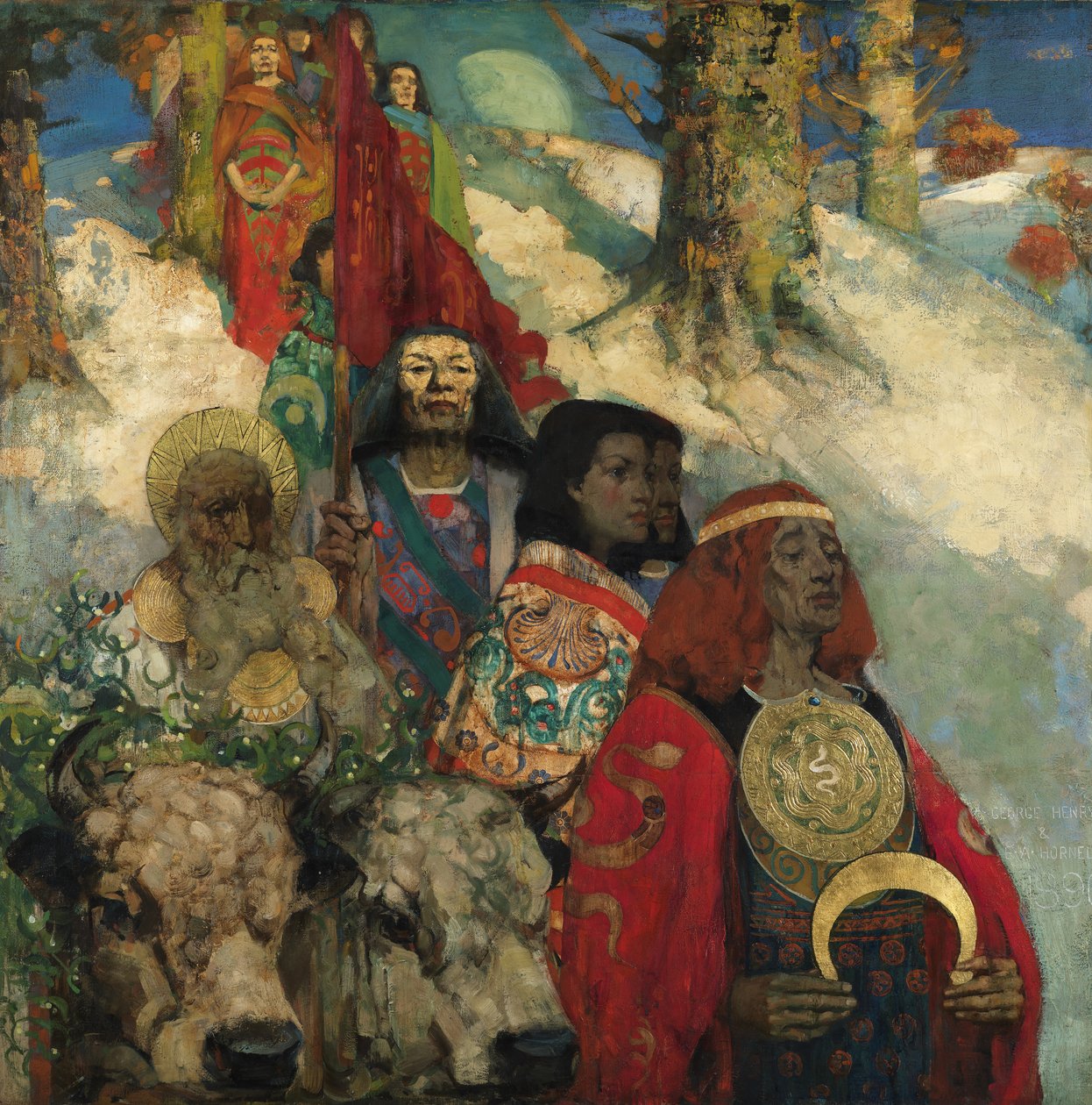 Druiderna - Att ta in misteln av George and Hornel Edward A. (1864 1933) Henry