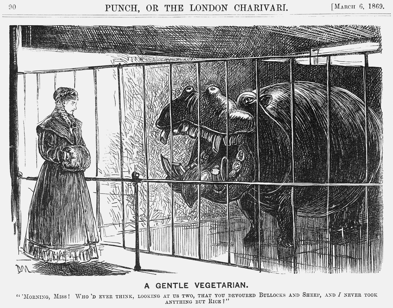 "En mild vegetarian", 1869 av George du Maurier