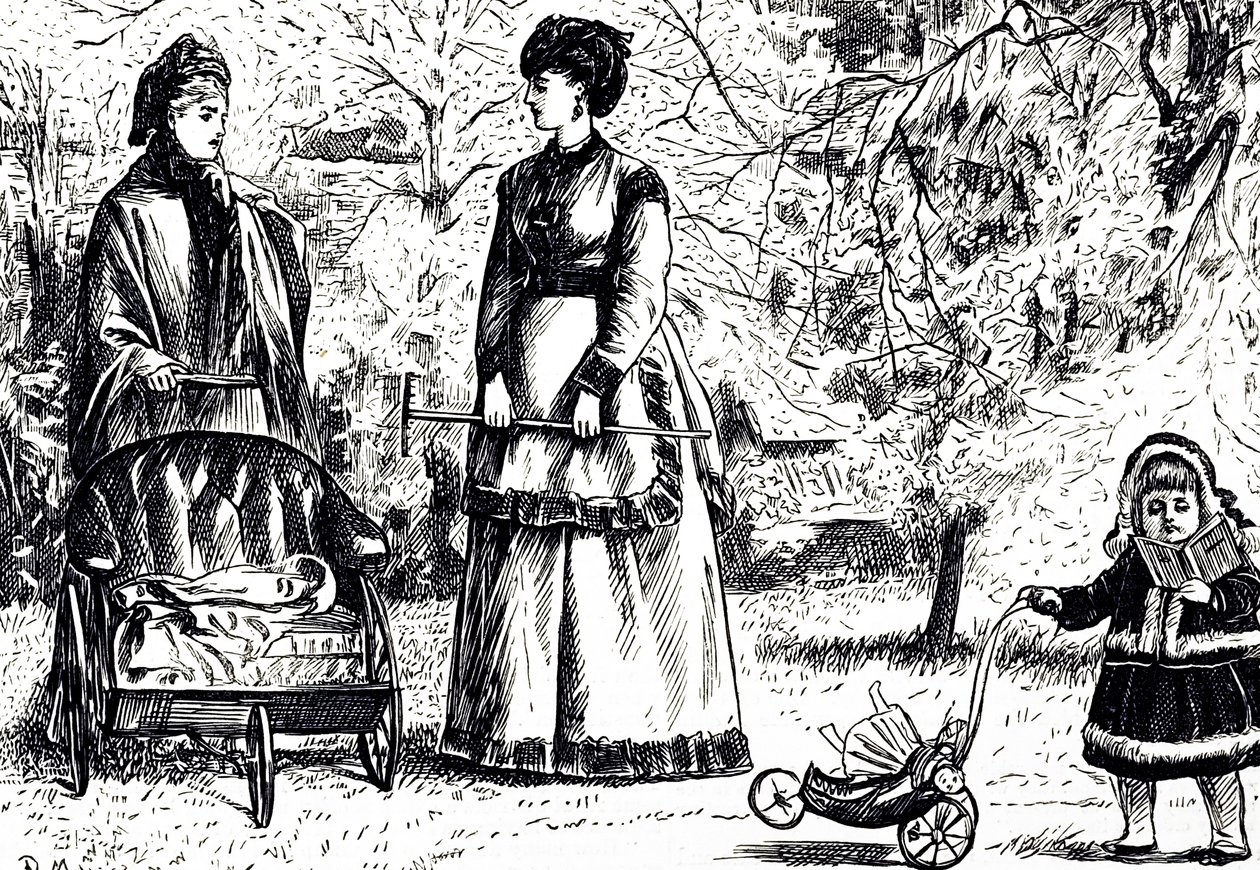 En tecknad film med titeln "Arv eller envisionist?". Illustrerad av George du Maurier (1834-1896), en fransk-brittisk serietecknare och författare av George du Maurier