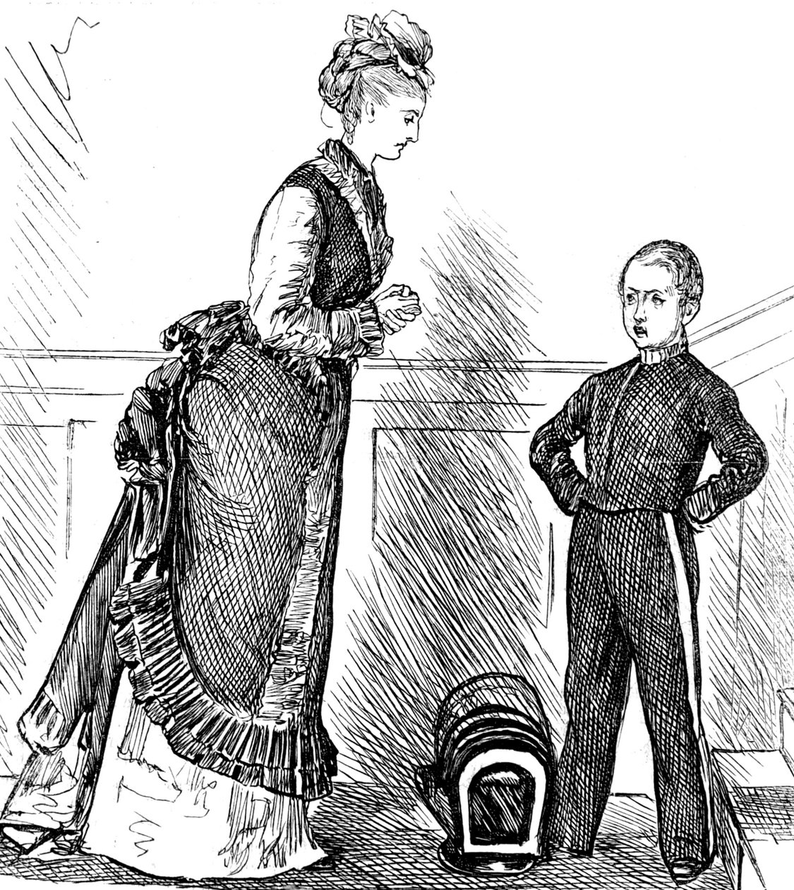 En mamma disciplinerar sitt stygga barn av George du Maurier