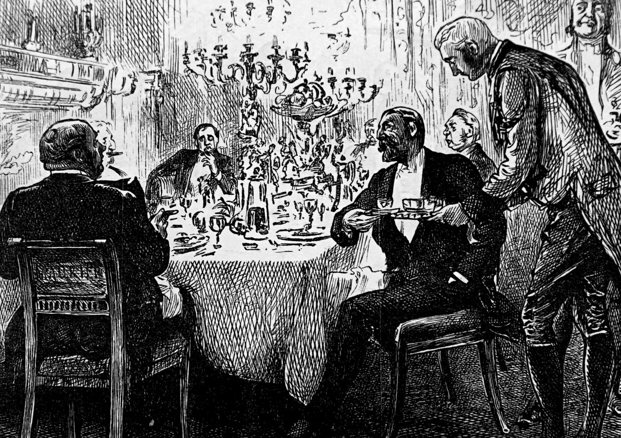 En överklassfamilj vid bordet av George du Maurier