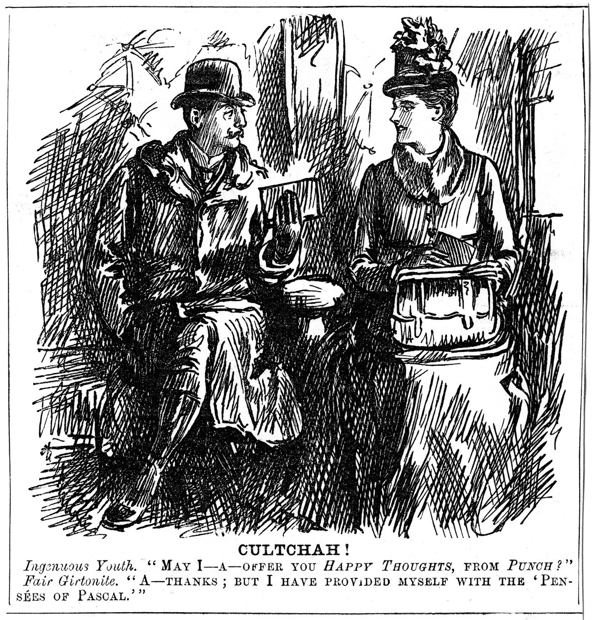 Fördelar med universitetsutbildning för kvinnor, 1887 av George du Maurier