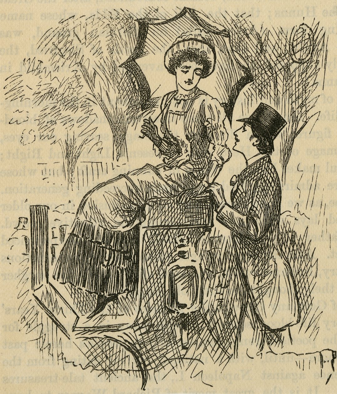 Flirtar. Illustration av George du Maurier (1834-1896) publicerad 1882. av George du Maurier