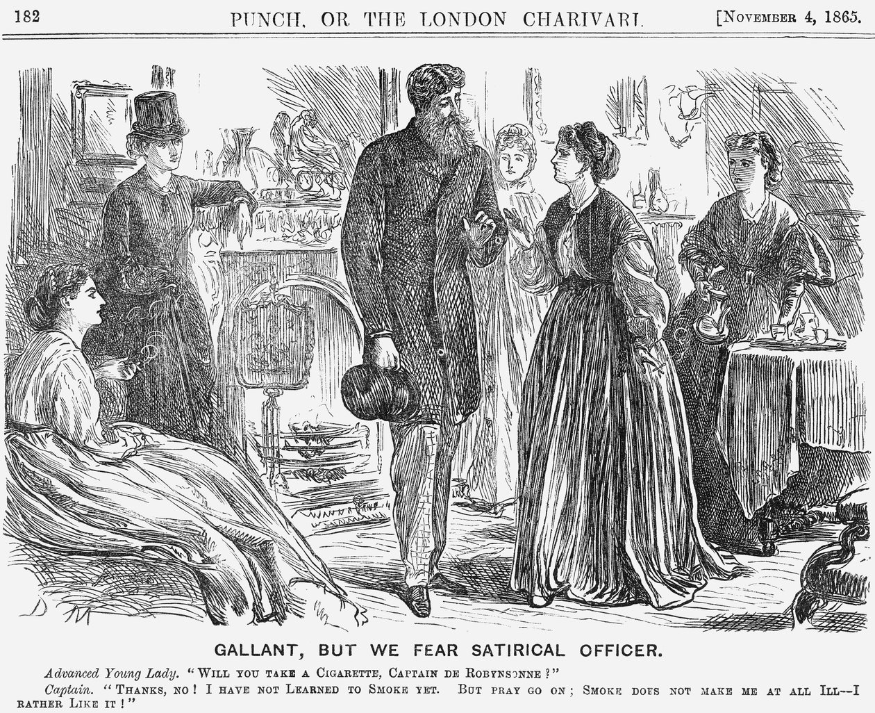 "Galant, men vi fruktar satirisk officer", 1865 av George du Maurier