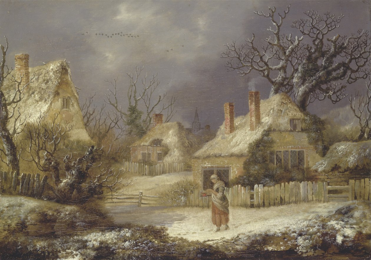 Ett vinterlandskap (olja på duk) av George of Chichester Smith