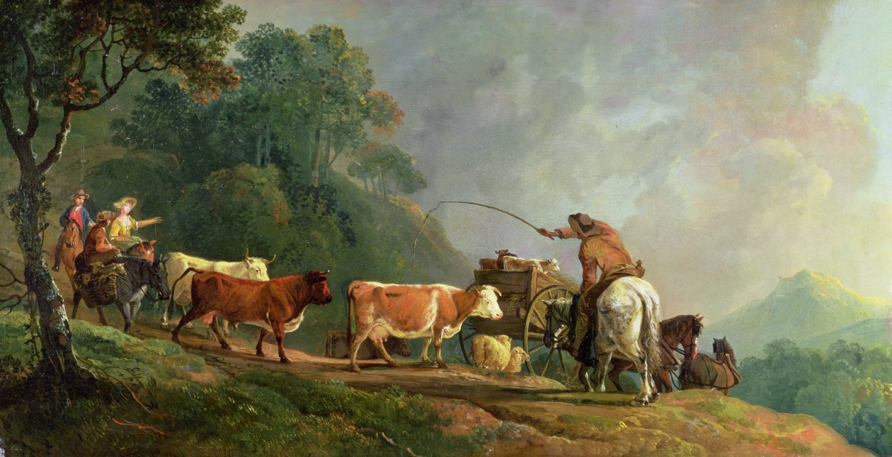 Going to Market (olja på duk) av George the Elder Barret