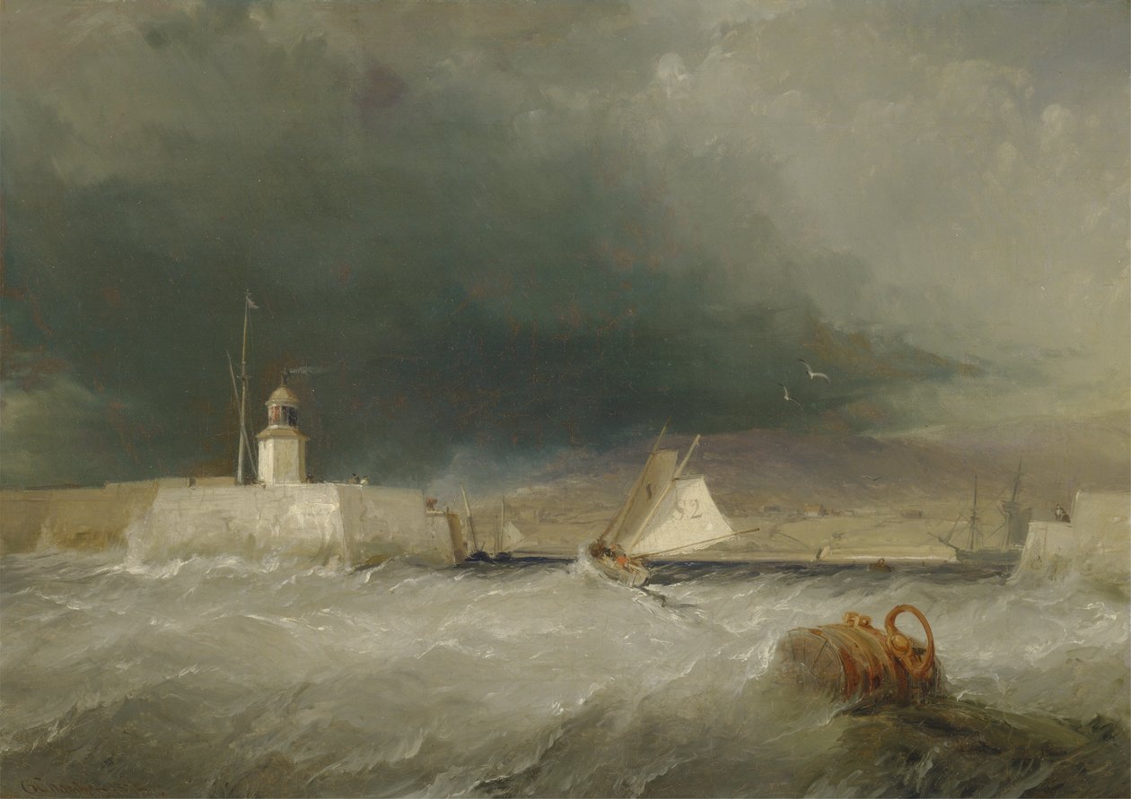 Hamn på en stormig dag av George the Elder Chambers