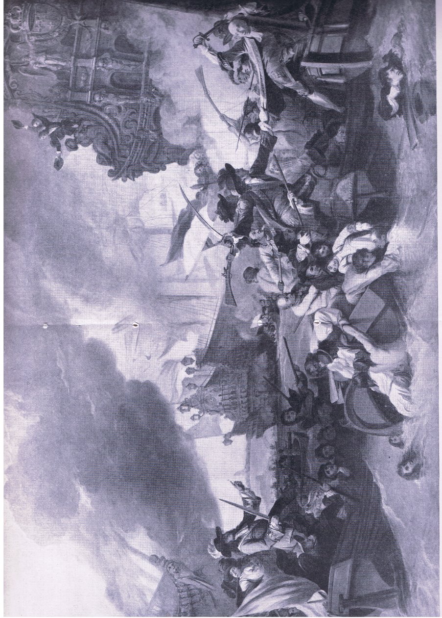 Slaget vid La Hogue, 23-24 maj 1692: Förstörelse av den franska flottan, illustration från brittiska striderna på land och hav, 1915 av George the Elder Chambers