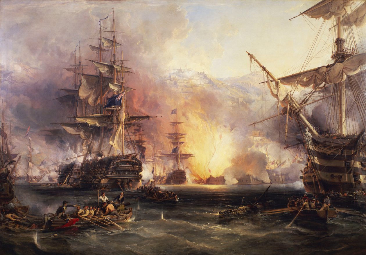 Bombardemanget av Alger, 27 augusti 1816 av George the Elder Chambers