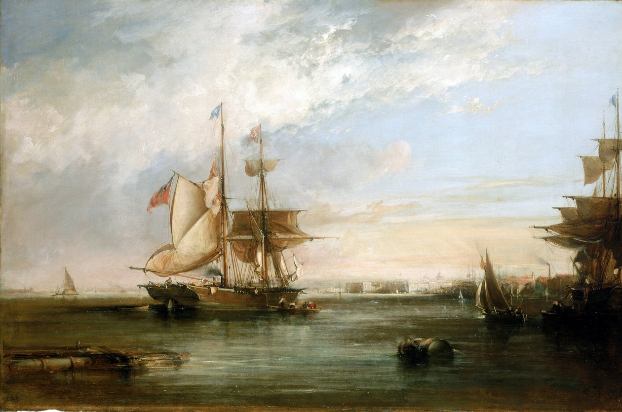 Yachten "Isabel" utanför Deptfords kust (England). Oljemålning av George the Elder Chambers