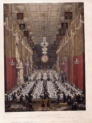 Lord Mayors middag i Guildhall, 9 november 1828 (litho) av George the Elder Scharf