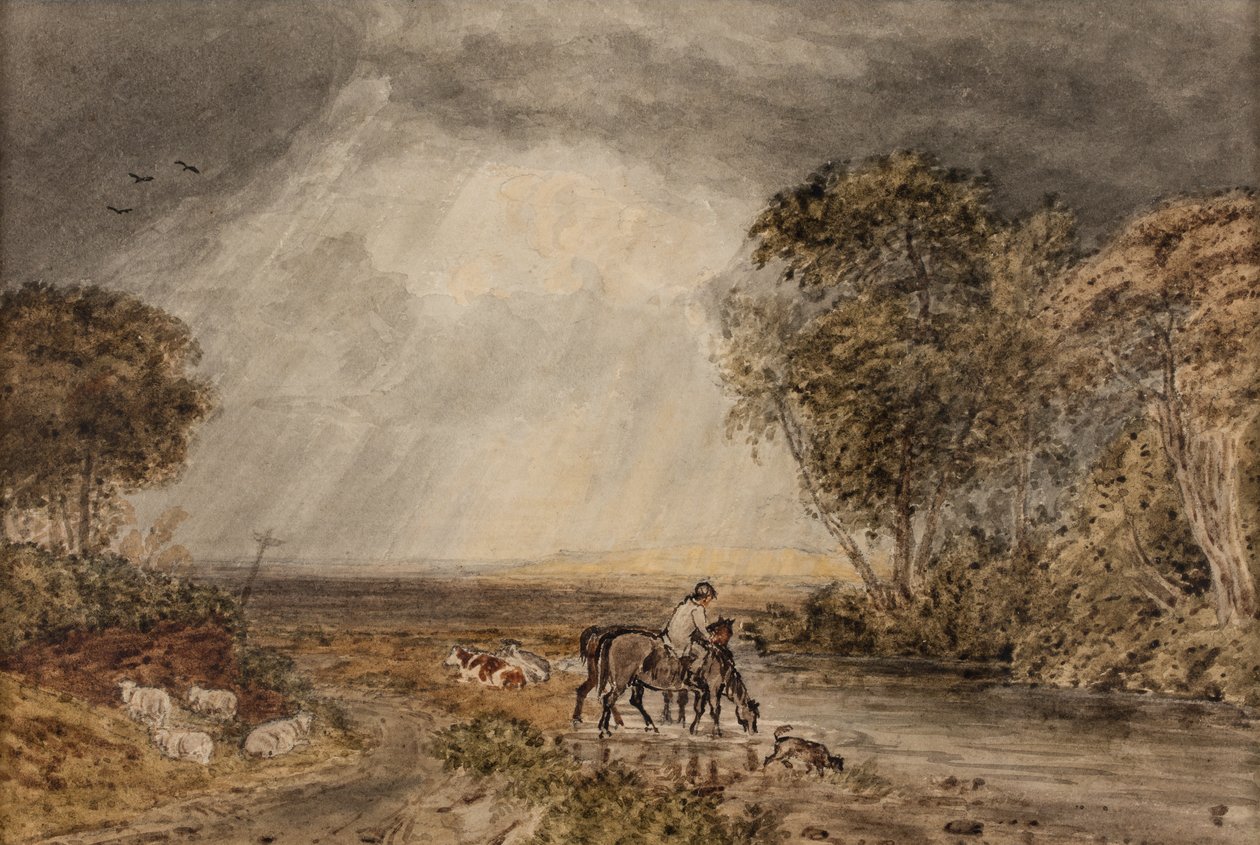 Landskap [Hemkomsten], okänt datum (akvarell på papper) av George the Younger Barret