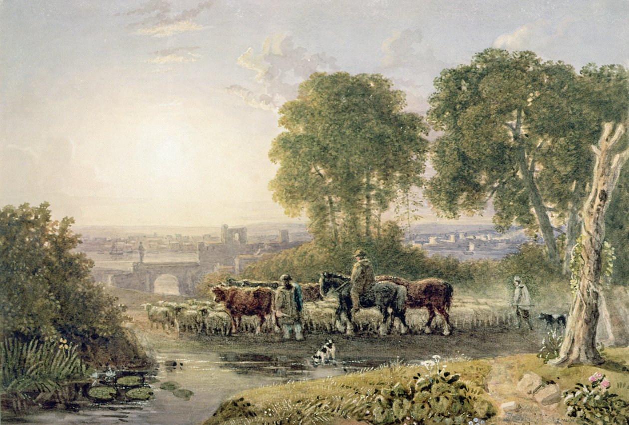 Landskap med drivrutiner av George the Younger Barret