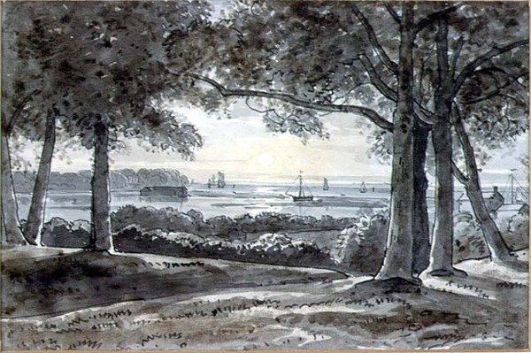 Flodlandskap av George the Younger Barret