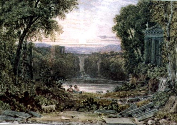 Solnedgång, Tivoli av George the Younger Barret