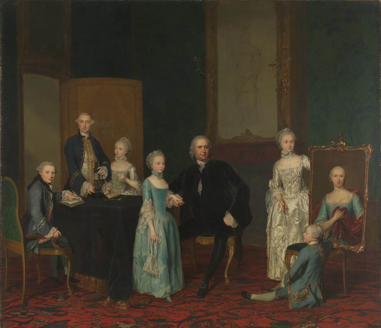 Porträtt av Pieter Cornelis Hasselaer, rådgivare till Holländska Ostindiska kompaniet och borgmästare i Amsterdam, med sin familj av George van der Mijn