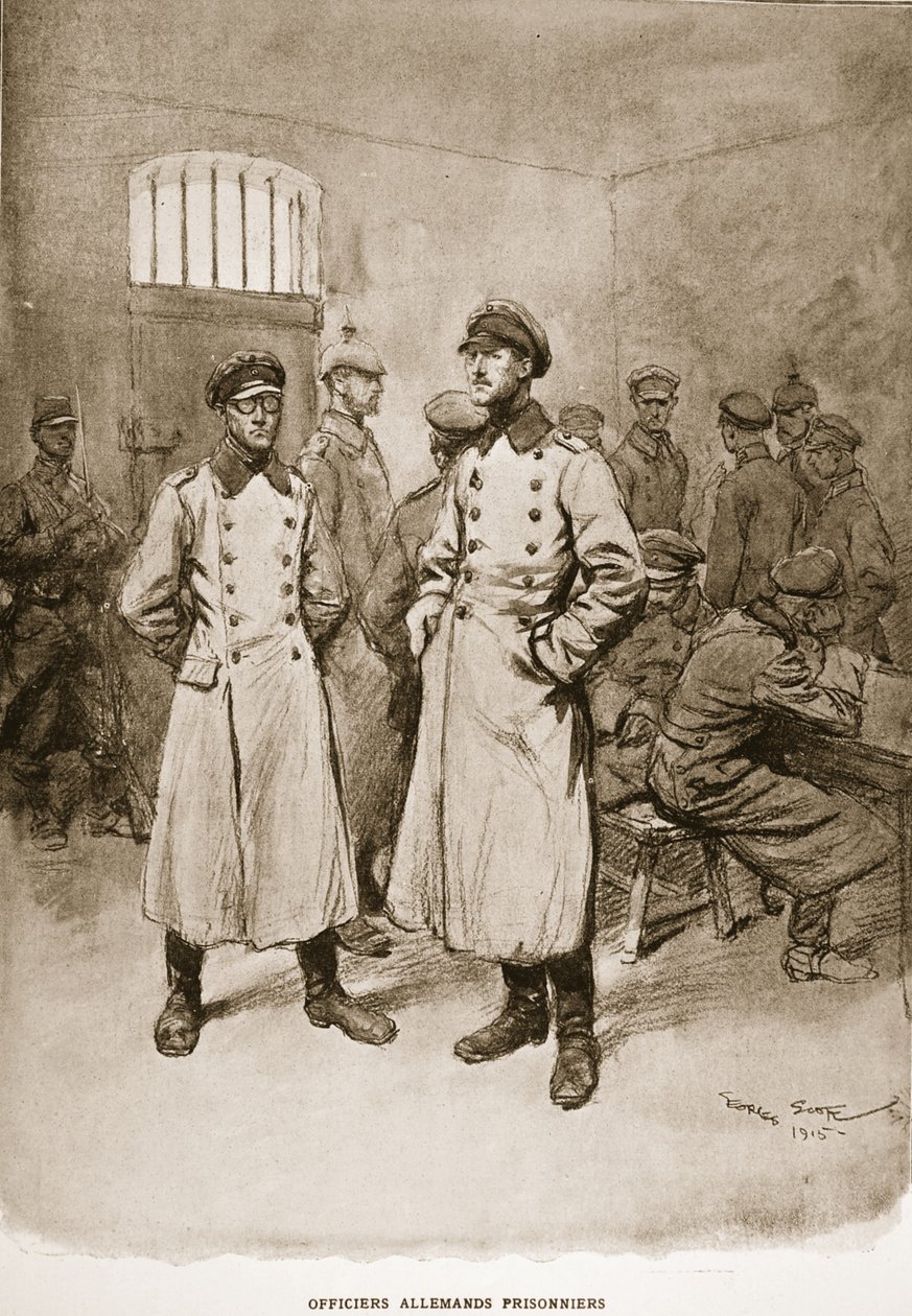 Tillfångatagna tyska officerare, 1915 av Georges Bertin Scott
