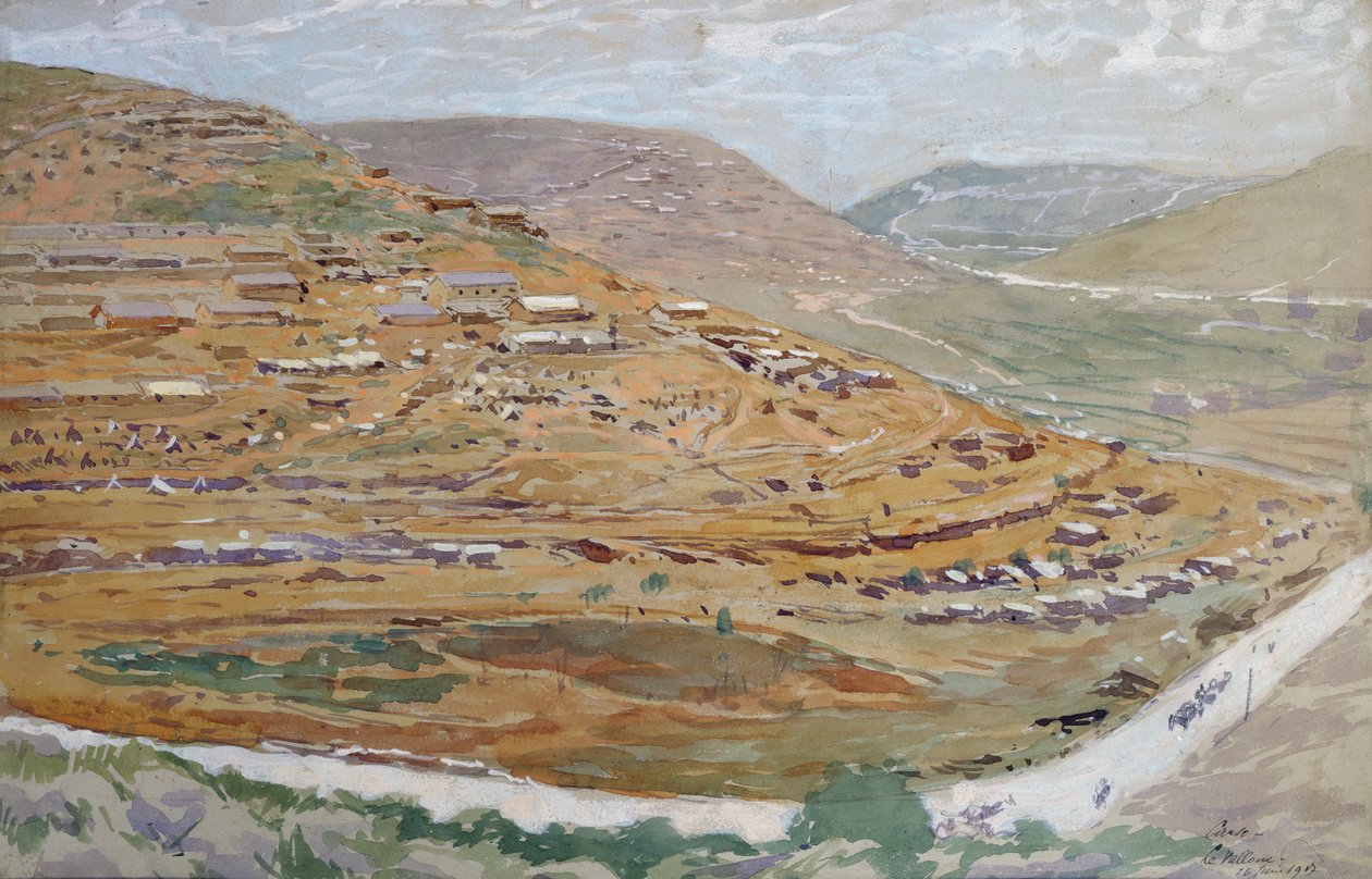 Läger för allierade soldater i Karstdalen, Slovenien, 16 juni 1917 av Georges Bertin Scott
