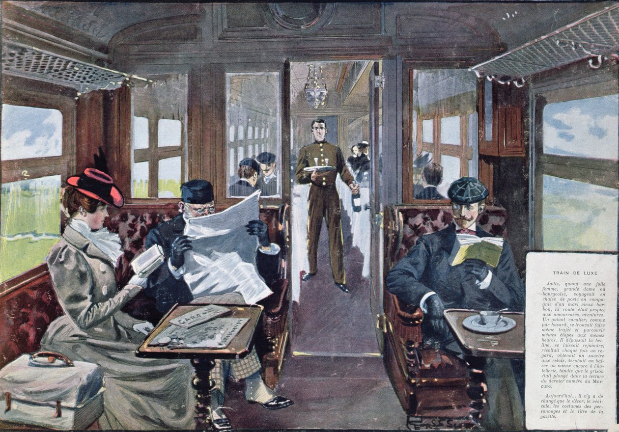 Restaurangvagn i ett lyxtåg, av Georges Bertin Scott