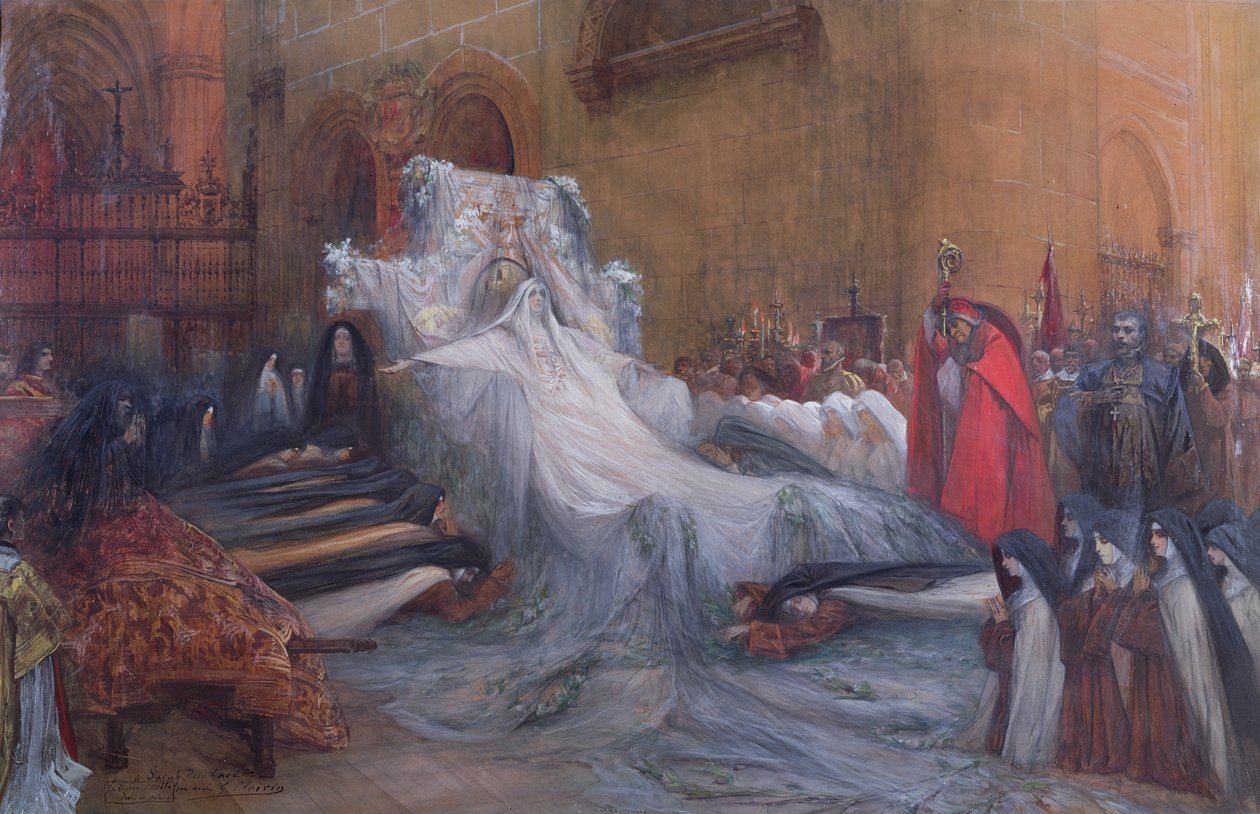 Sarah Bernhardt i titelrollen som den heliga Teresa av Avila i pjäsen "La Vierge d