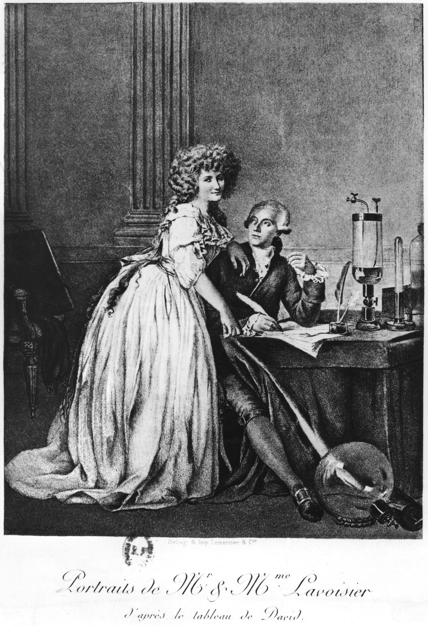 Antoine Laurent Lavoisier (1743-94) och hans fru Marie Anne Paulze (1758-1836) (heliogravyr) av Georges Ernest Profit