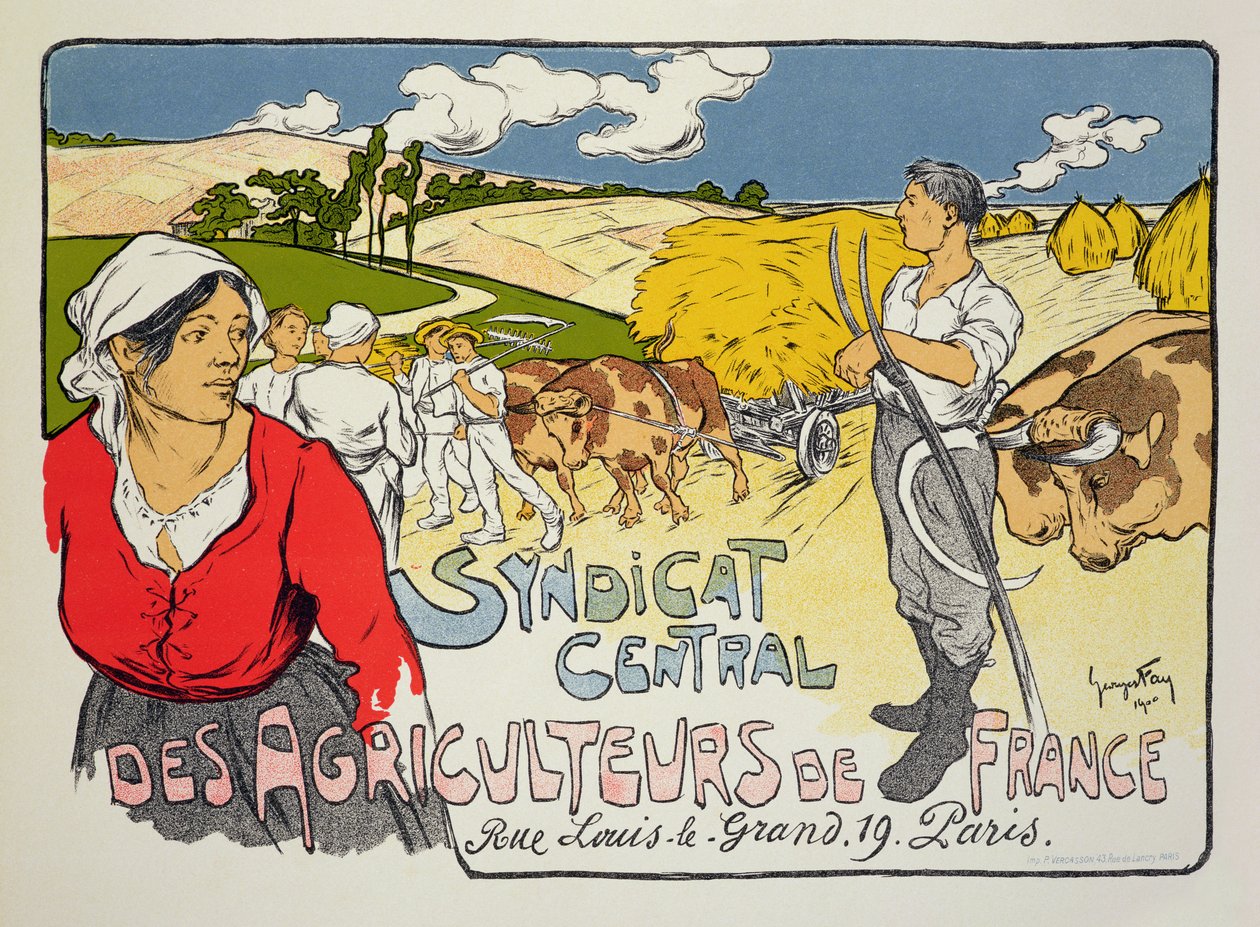 Reproduktion av en affisch som annonserar för Central Syndicate of French Farmers, 1900 av Georges Fay