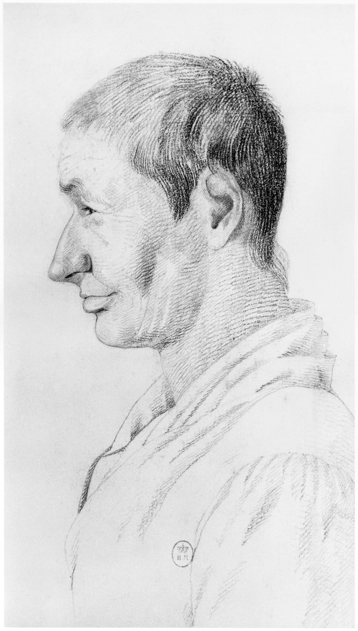 Galning, illustration från en opublicerad avhandling av Jean Etienne Dominique Esquirol (1772-1840) om galningarna på asylanstalten Salpetriere, ca 1818 av Georges Francois Gabriel