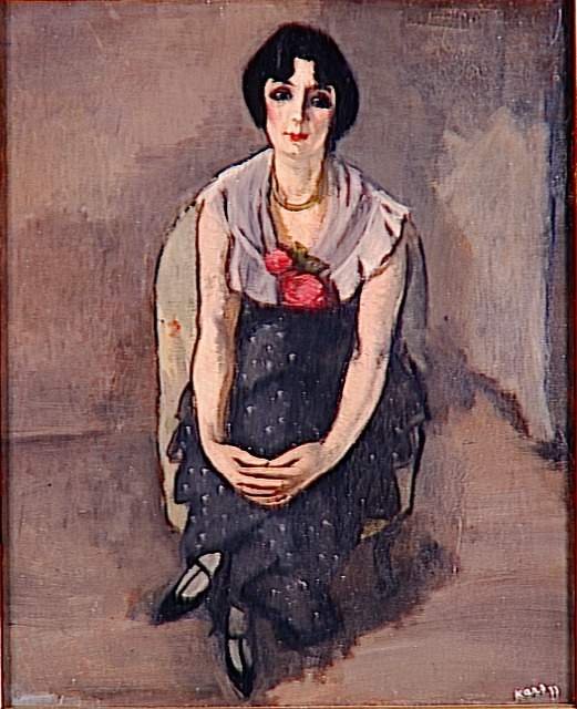  Portrait de femme aux roses rougesn  av Georges Karpeles