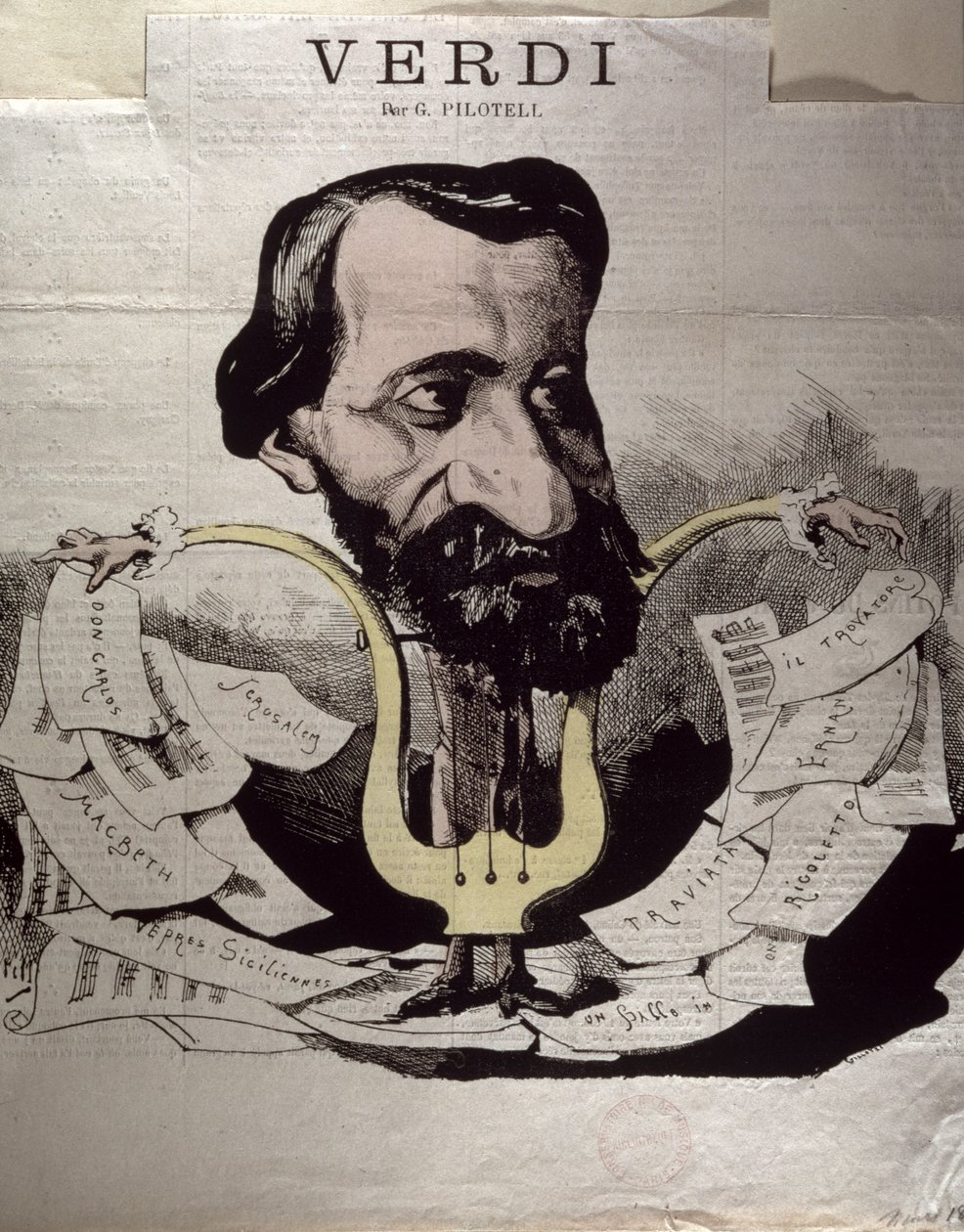 Giuseppe Verdi (1813-1901), karikatyr, 1860-talet av Georges Labadie Pilotell