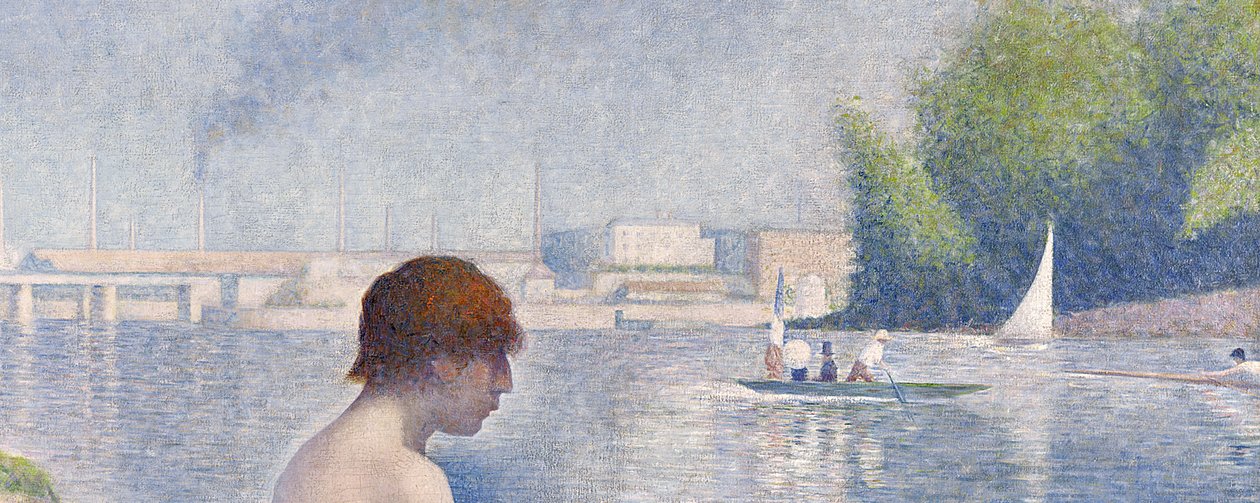 Badande i Asnières, 1884 olja på duk detalj från 2136 av Georges Seurat