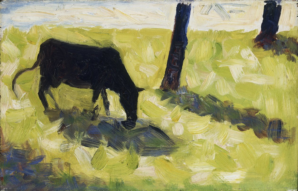 Svart ko på en äng, 1881 av Georges Seurat