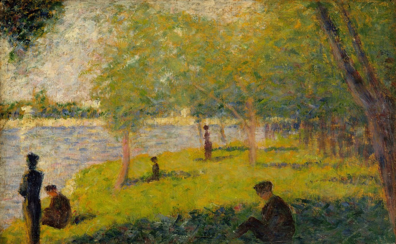 Studie till En söndag på La Grande Jatte, 1884 (olja på trä) av Georges Seurat