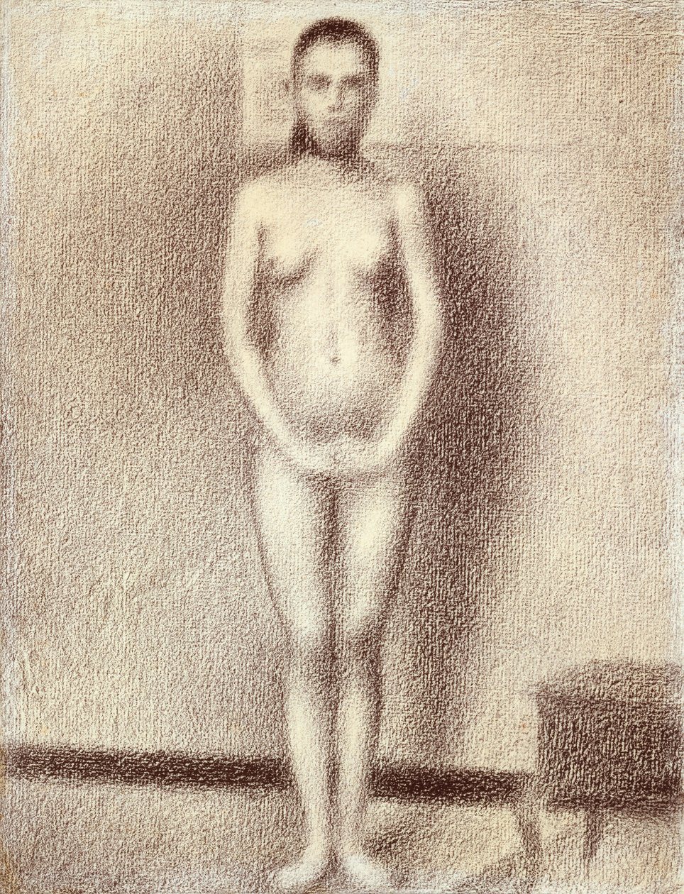Studie för Les Poseuses, 1886 (conte krita på lagt papper) av Georges Seurat