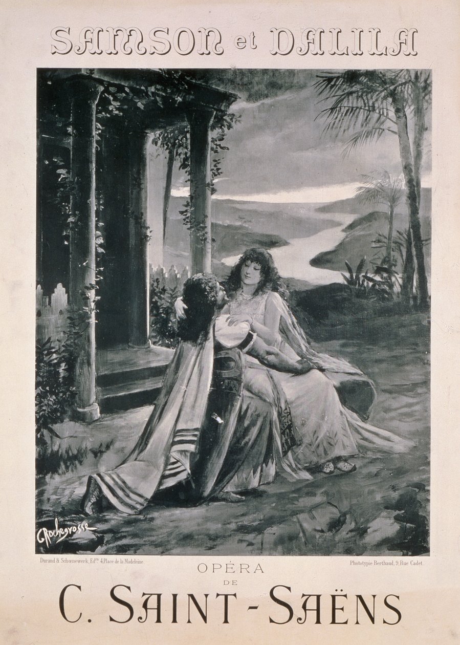 Affischreklam "Samson och Dalila", opera av Camille Saint Saens (1835-1921) av Georges Marie Rochegrosse
