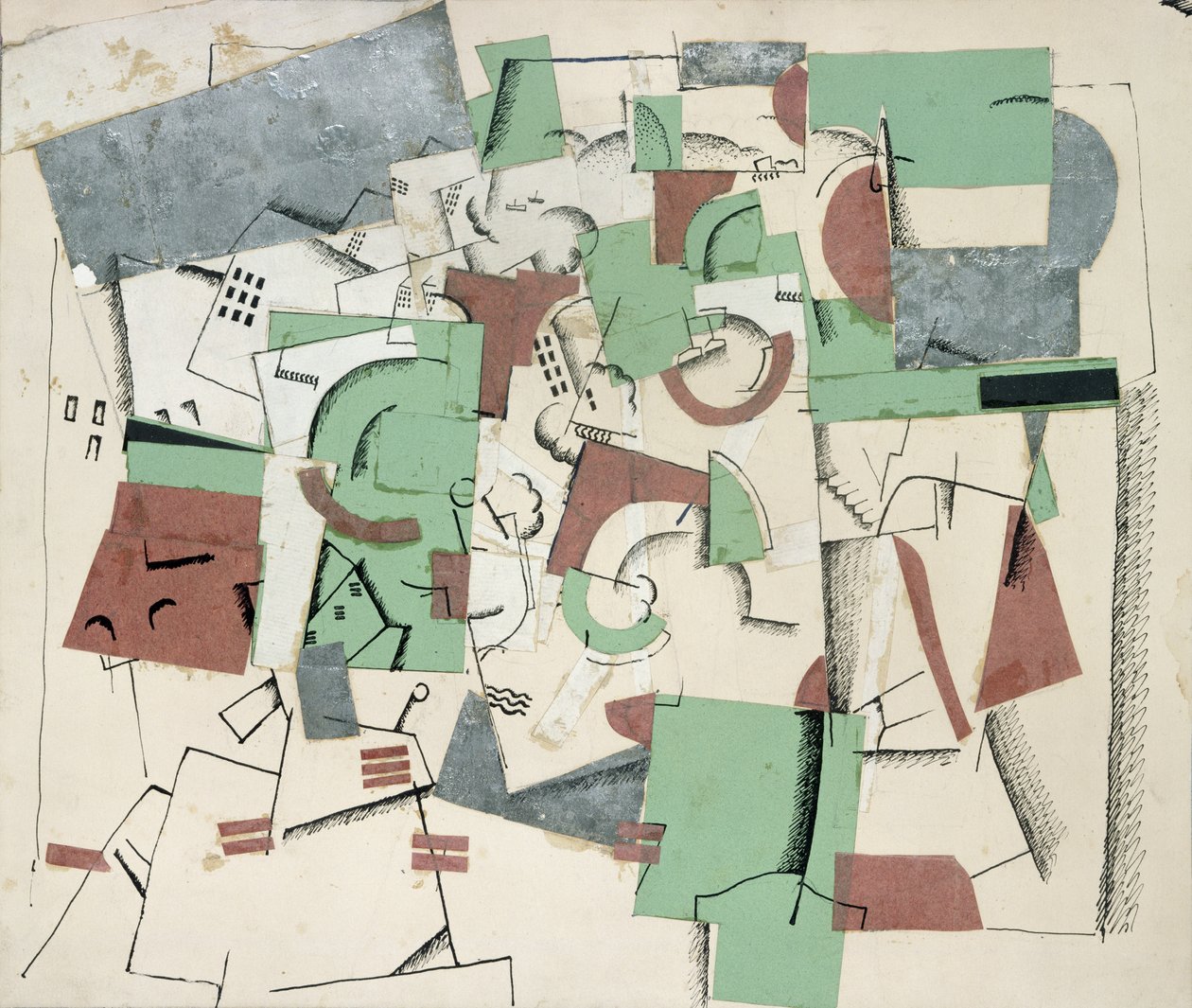 Komposition, ca 1920 (collage och wc på papper) av Georges Valmier