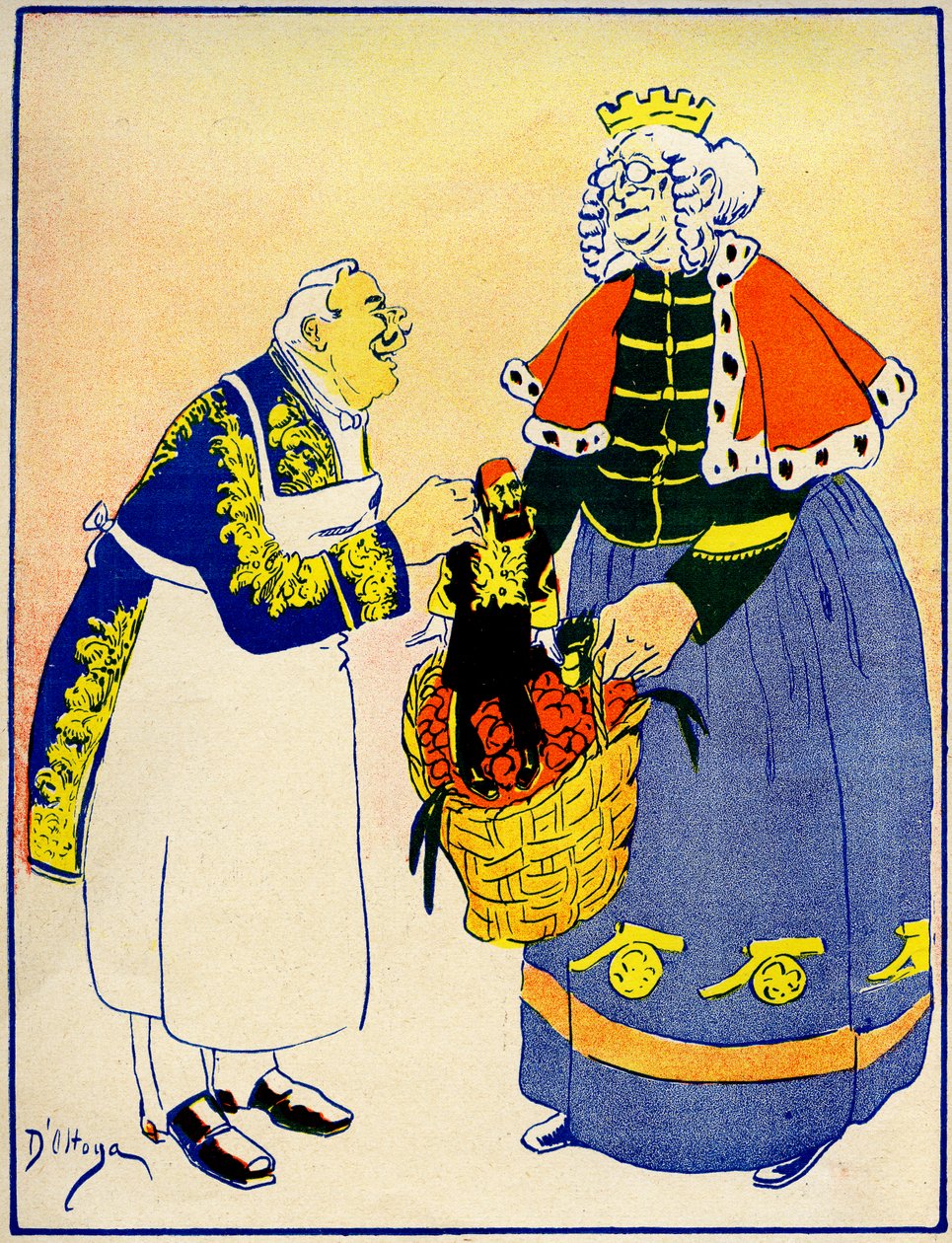 En diplomat överlämnar Turkiet till Europa att ta hand om, 1908. . av Georges d 1878 1937 Ostoya