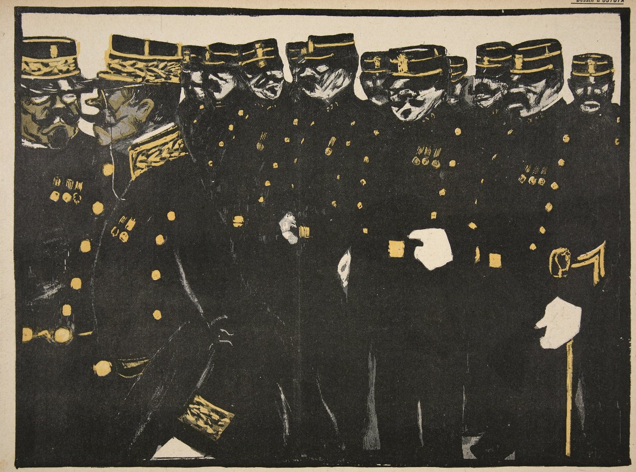 Inspektion av en linje poliser, illustration från 