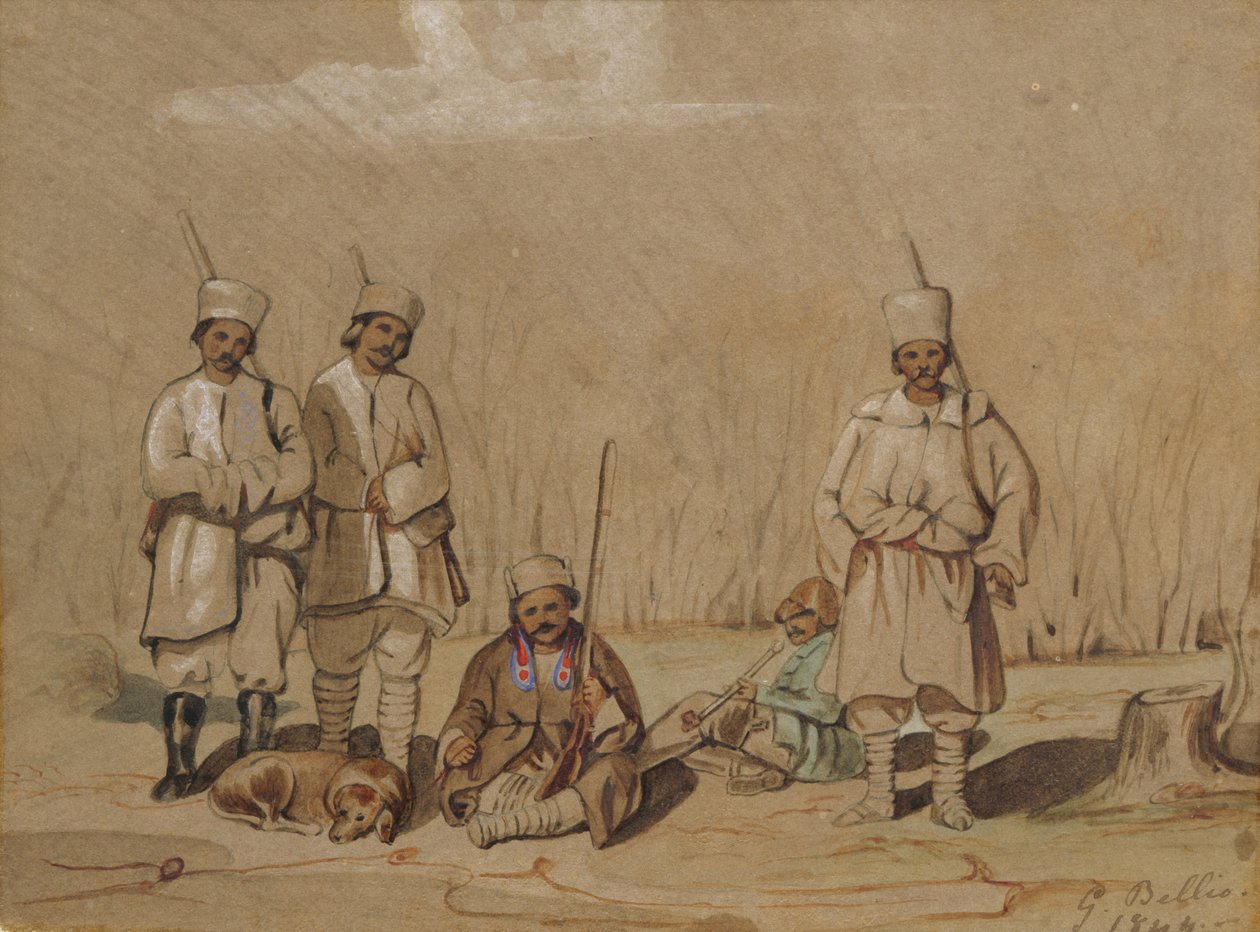 Soldiers Relaxing, 1844 (wc und gouache på papper) av Georges de Bellio