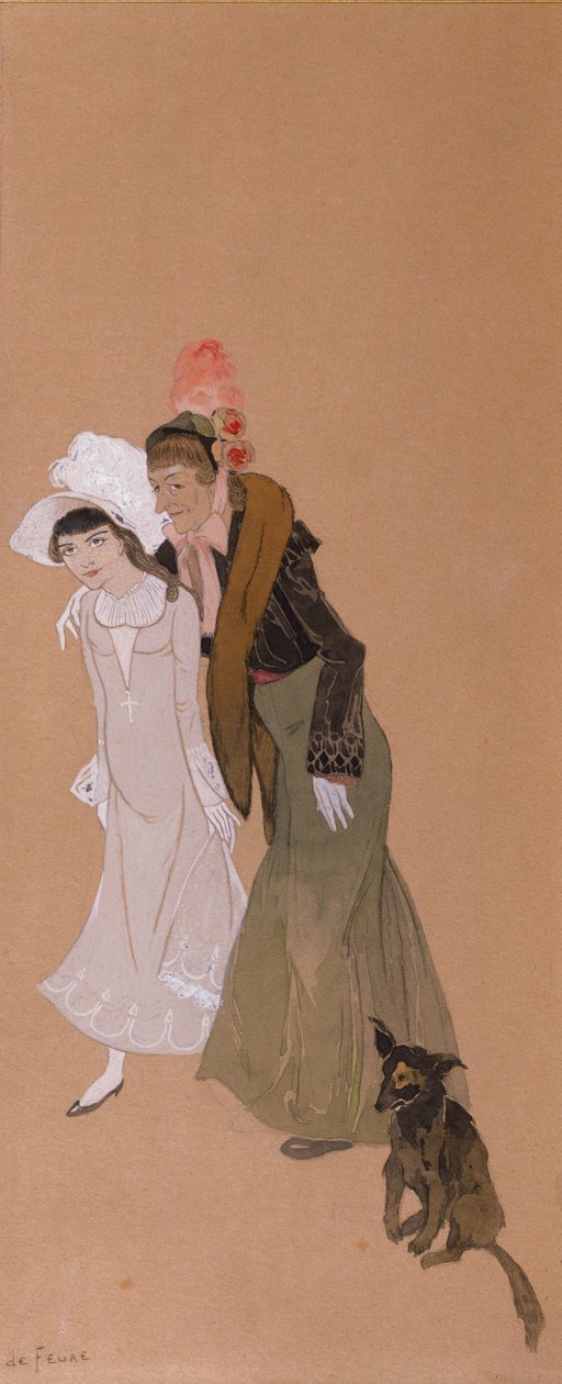Mme Alvarez med sitt barnbarn Gigi, 1943 av Georges de Feure