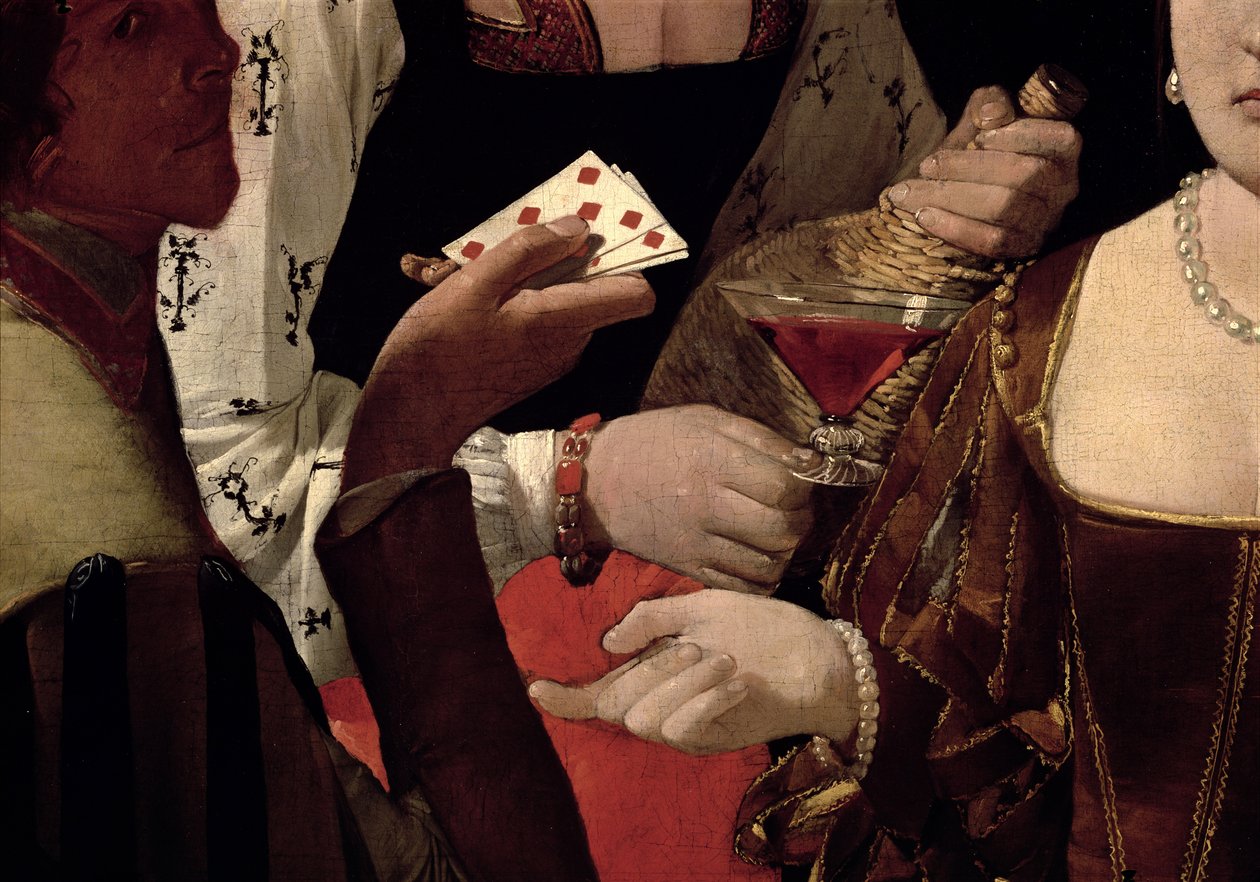 Fusket med diamantens ess, detaljer om spelarna, c.1635-40 (detalj av 90053) av Georges de La Tour