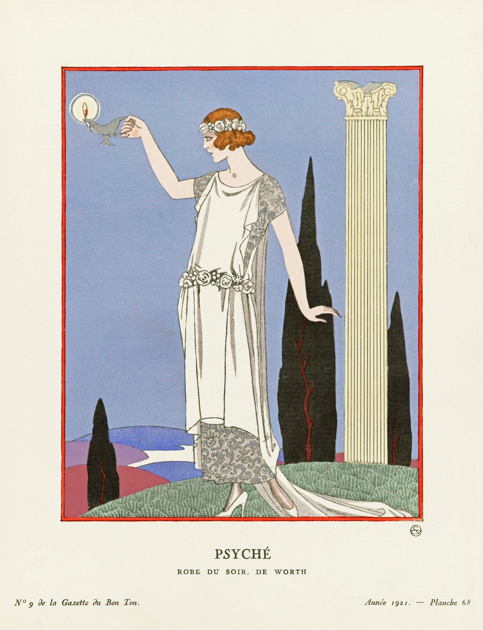 Psyke, från "Gazette du Bon Ton" (tryck) av Georges (after) Barbier