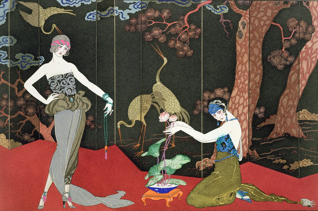 Modet för lack, graverad av Henri Reidel av Georges (after) Barbier