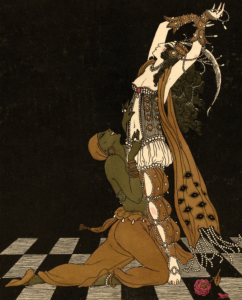 Vaslav Nijinsky och Ida Rubinstein i Schéhérazade av Georges (after) Barbier